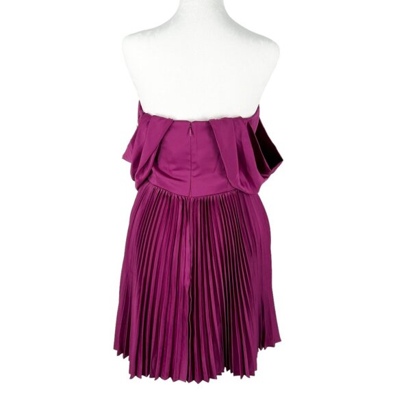NWT Amur Tilly Off-Shoulder Pleated Skirt Mini Dress in Purple Sangria - Picture 3 of 8